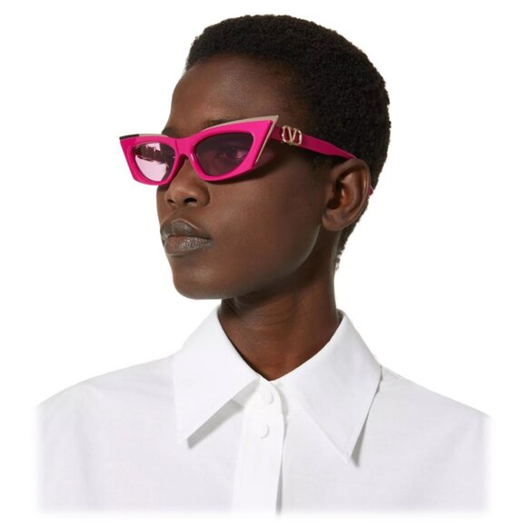NEW VALENTINO V-GOLDCUT VLS-113C PINK WOMEN CAT EYE SUNGLASSES VALENTINO - Picture 4 of 11
